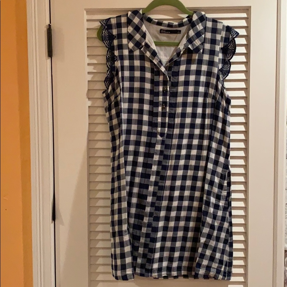 Dear Creatures navy gingham dress - size L